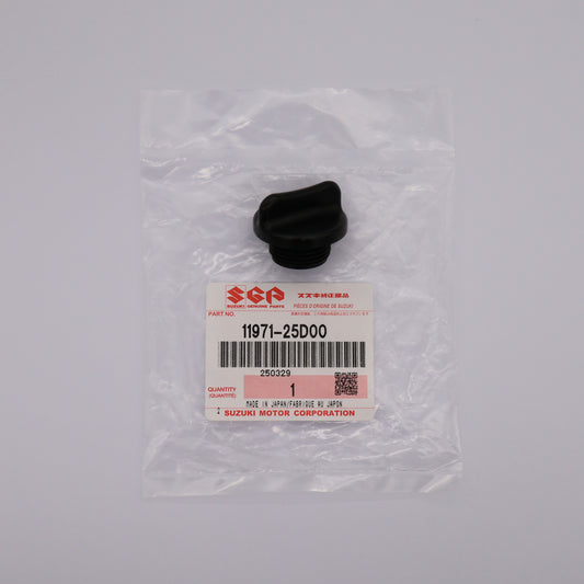 Black rubber part in clear packaging with Suzuki label on a gray background
