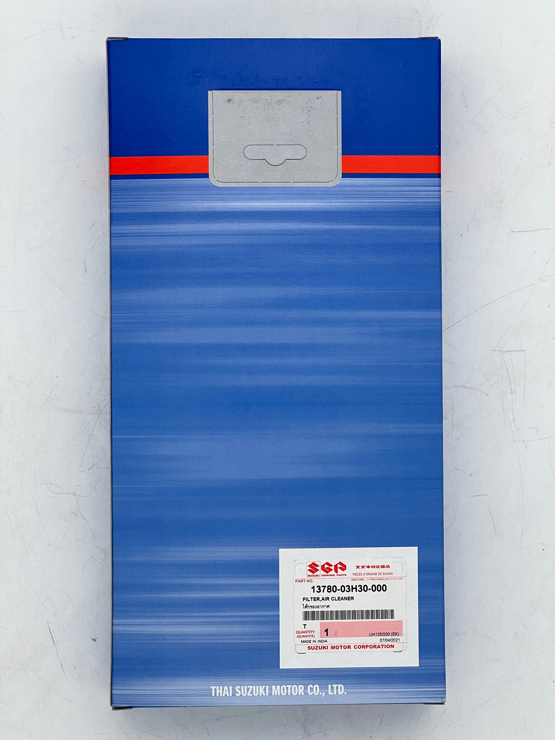 Blue box with a label on a white background