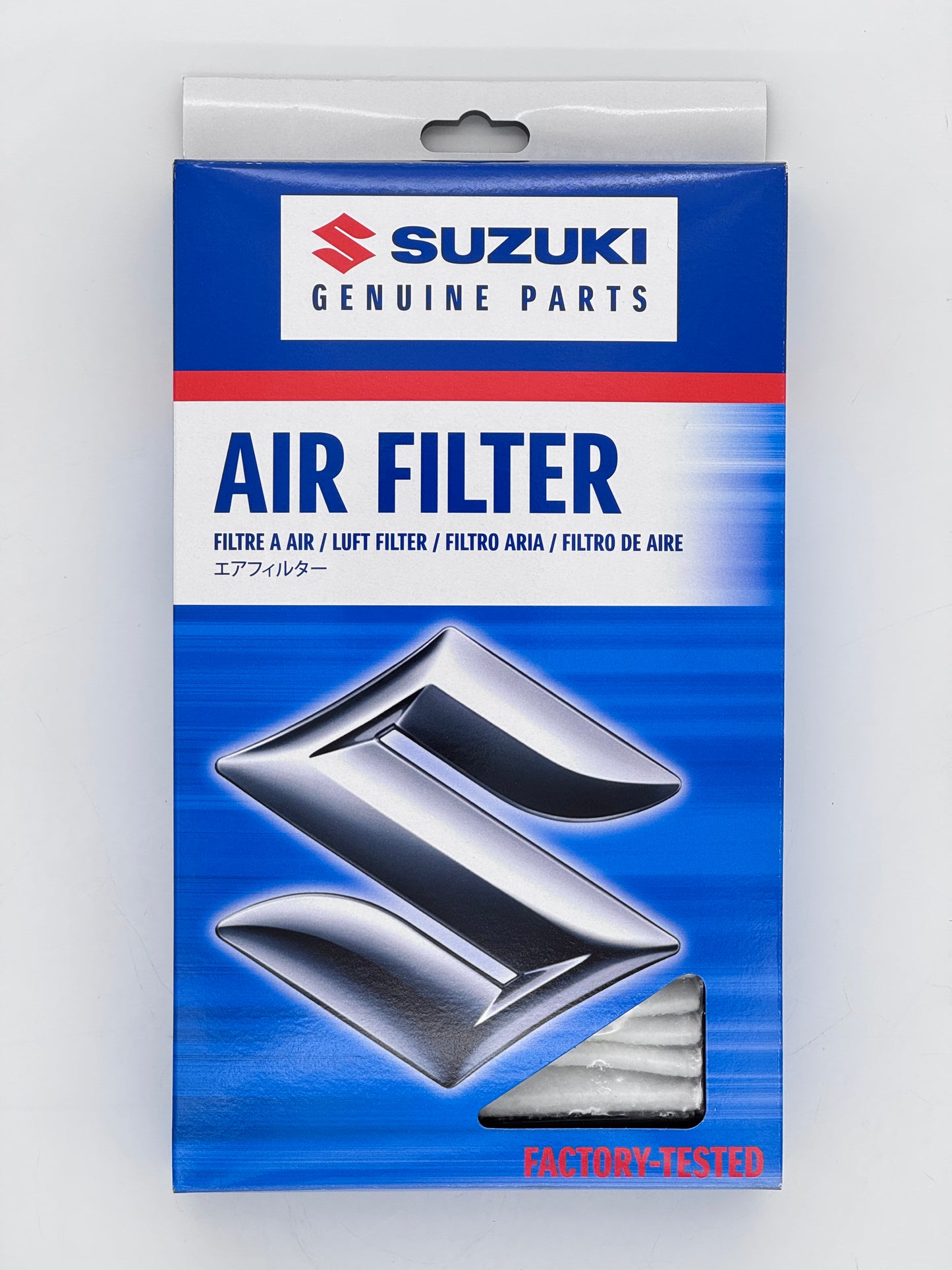 Suzuki air filter packaging on a white background