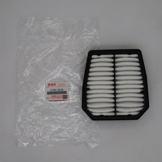 Air filter and packaging on a gray background