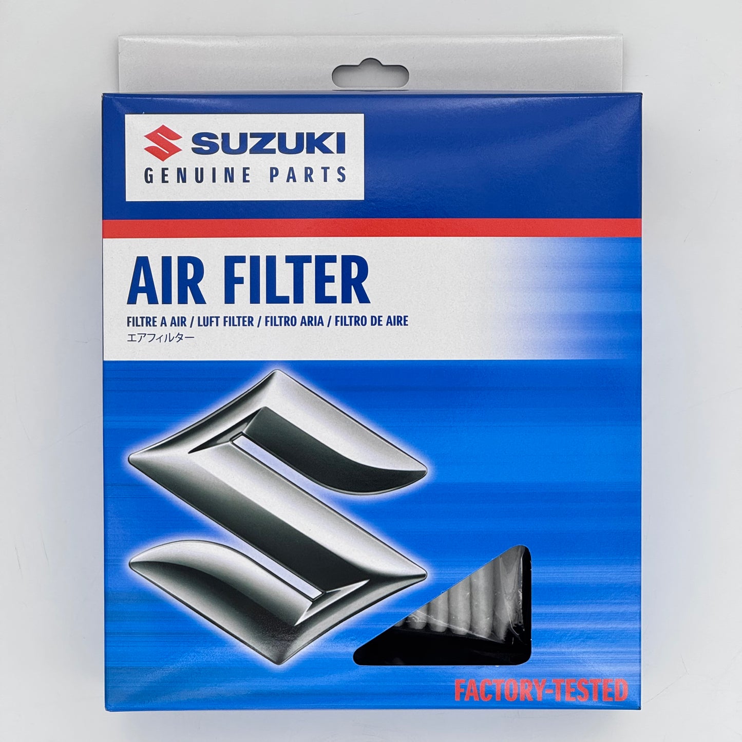 Suzuki air filter packaging on a white background