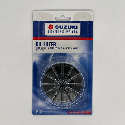 Suzuki oil filter packaging on a white background