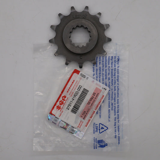 Metal sprocket with a label on a white background